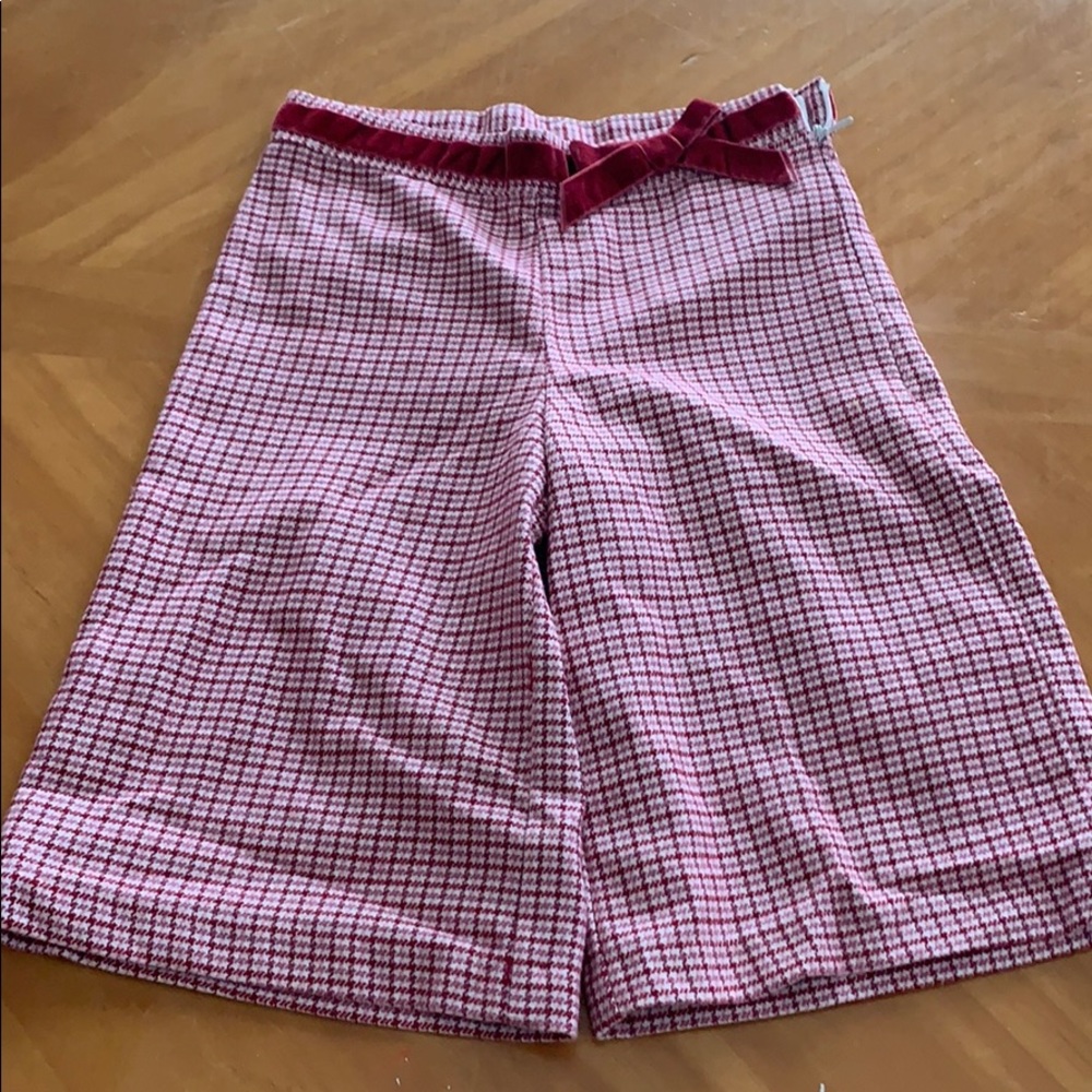 Janie and Jack Red Plaid Houndstooth Culottes